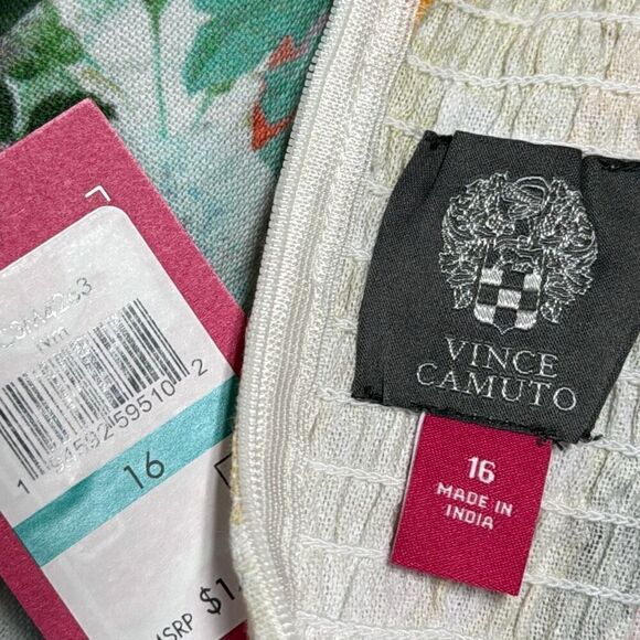 Vince Camuto Faux Wrap Square Neck Floral Print Dress Size 16 NEW - Picture 8 of 10